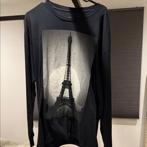 Black Eiffel Tower Long Sleeve Tee